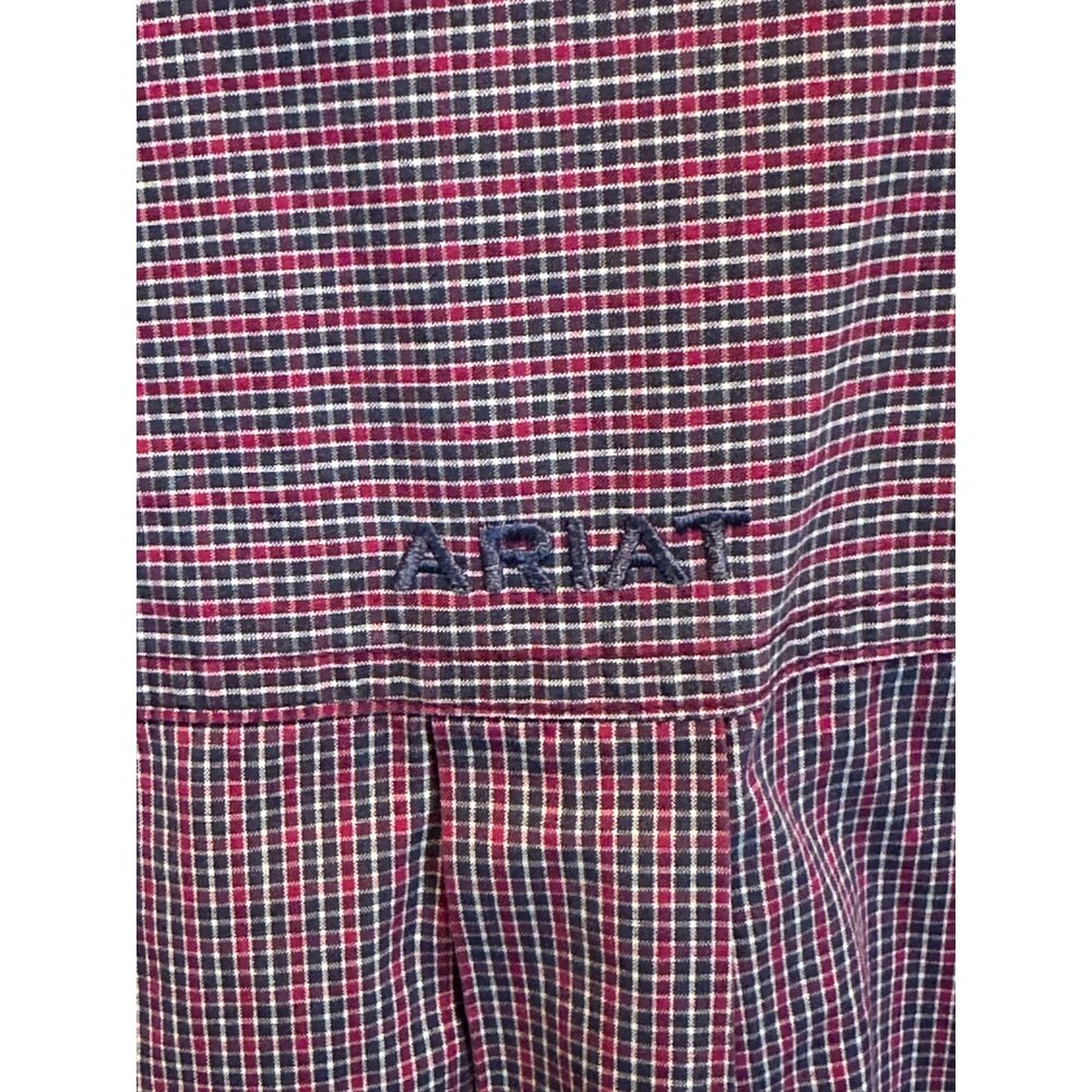 Ariat Pro Series Red White & Blue Plaid Button Up Western Shirt Men's XL - Picture 5 of 14